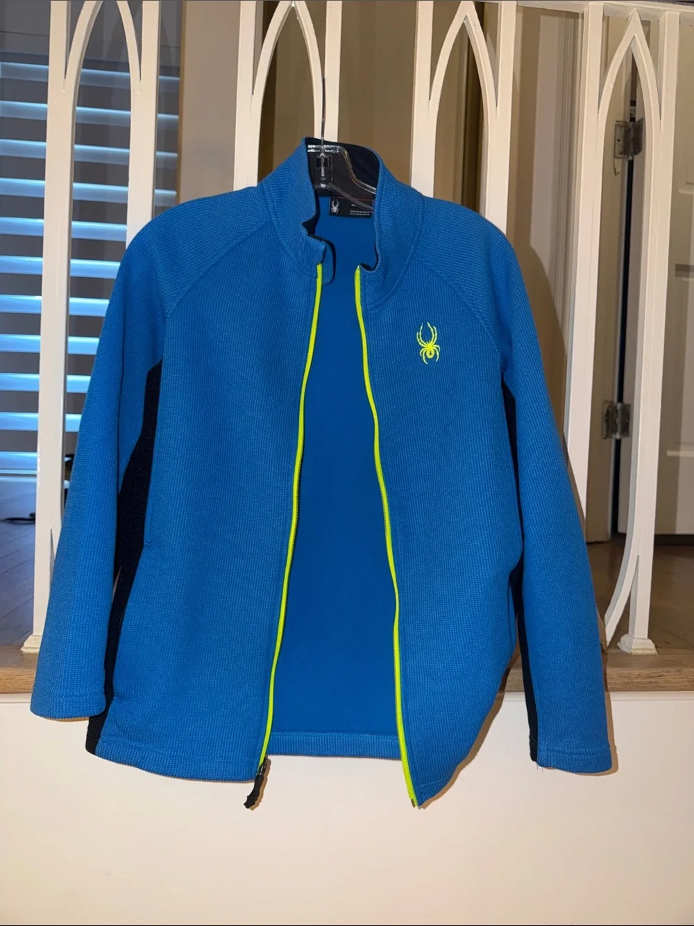 Spyder Kids Bright Blue Fleece Jacket with Neon Yellow Trim